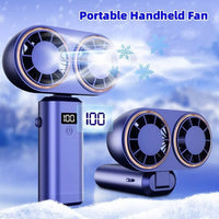 🌬️ USB Handheld Mini Fan – Foldable, Portable & Neck Hanging with 5-Speed & Display Screen 💨✨